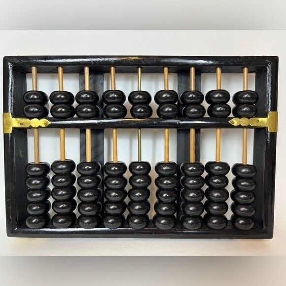 Vintage Wood and Brass Abacus Lotus Flower Brand People’s Republic of China - Picture 1 of 9